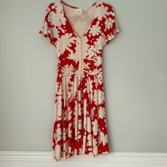 Anthro Maeve Summer‎ Breeze Orange Floral Dress Sz S - Picture 2 of 8